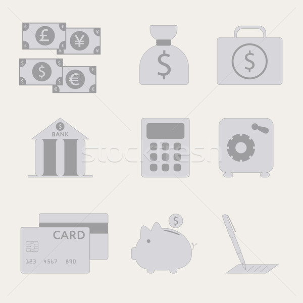Financial analytical icons with graphs Stock photo © LittleCuckoo