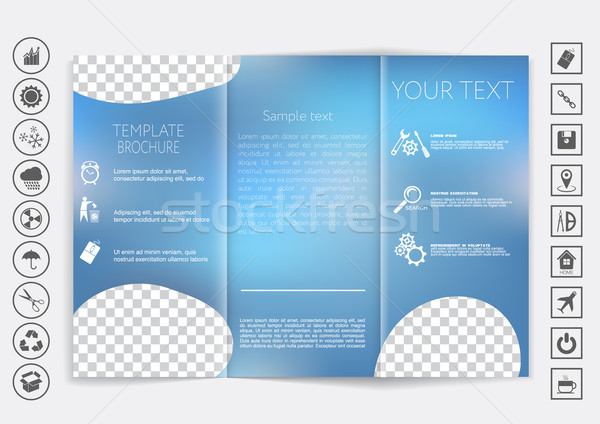 Tri-Fold Brochure mock up vector design. Smooth unfocused bokeh background.  Stock photo © LittleCuckoo