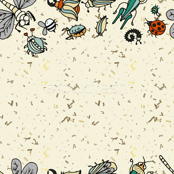 Cute cartoon insect border pattern. Summer concept background.  Stock photo © LittleCuckoo