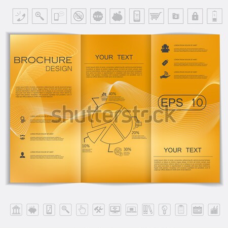 Tri-Fold Brochure mock up vector design. Polygonal background.  Stock photo © LittleCuckoo