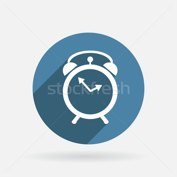 alarm clock. Circle blue icon with shadow. Stock photo © LittleCuckoo