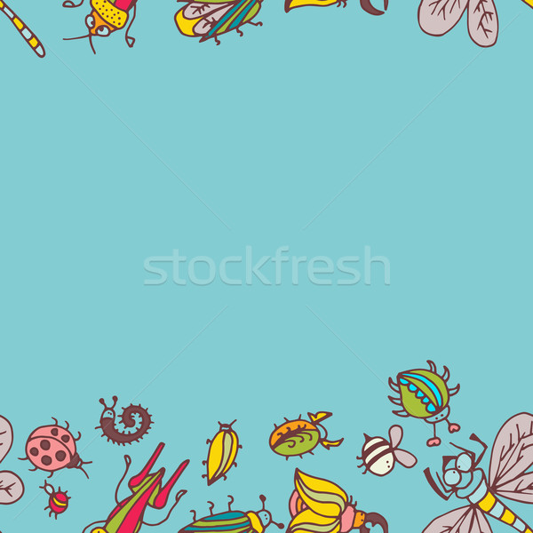 Cute cartoon insect border pattern. Summer concept background.  Stock photo © LittleCuckoo