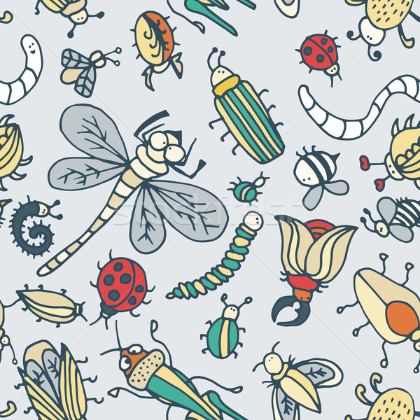 Cute cartoon insect pattern. Summer concept texture.  Stock photo © LittleCuckoo