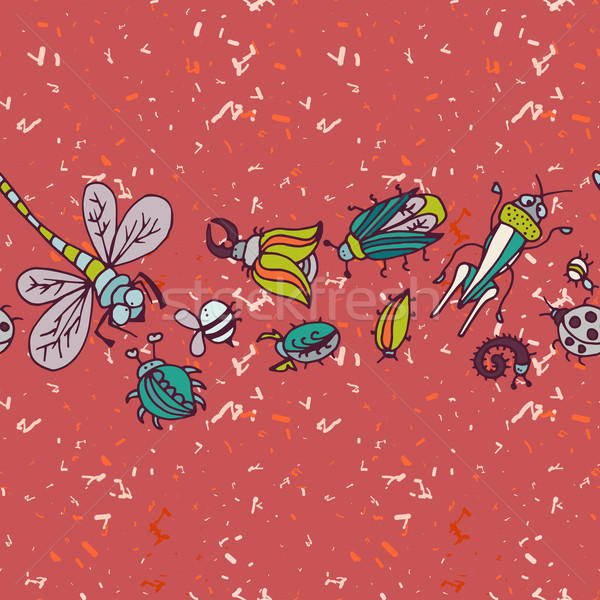 Cute cartoon insect border pattern. Summer concept background.  Stock photo © LittleCuckoo
