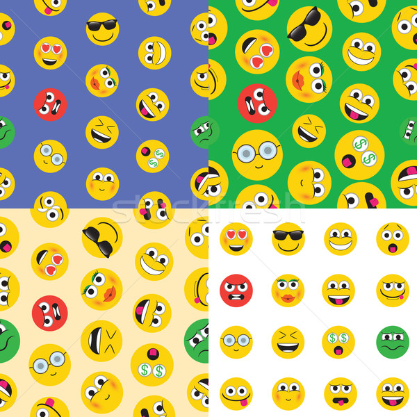 emoji. emoticons smile icon set. vector seamless pattern. funny illustration  Stock photo © LittleCuckoo