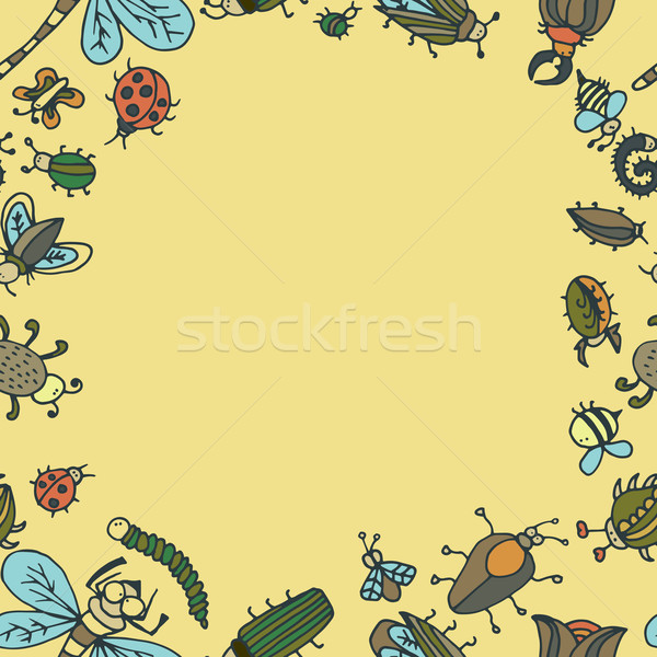 Cute cartoon insecte frontière modèle été Photo stock © LittleCuckoo