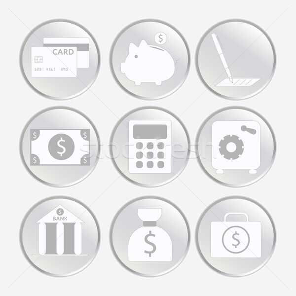 Financial analytical icons with graphs Stock photo © LittleCuckoo