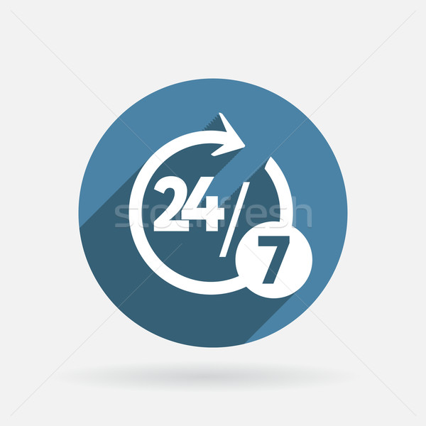 character 24 7. Circle blue icon with shadow. Stock photo © LittleCuckoo