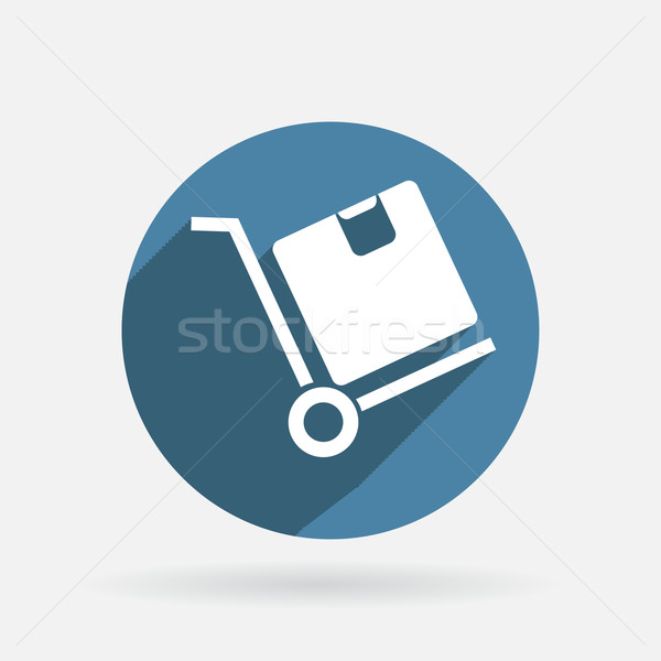 Truck with box. Logistic icon. Circle blue icon with shadow. Stock photo © LittleCuckoo