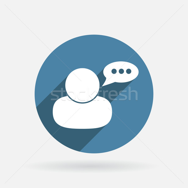 character avatar dialogue. Circle blue icon with shadow. Stock photo © LittleCuckoo