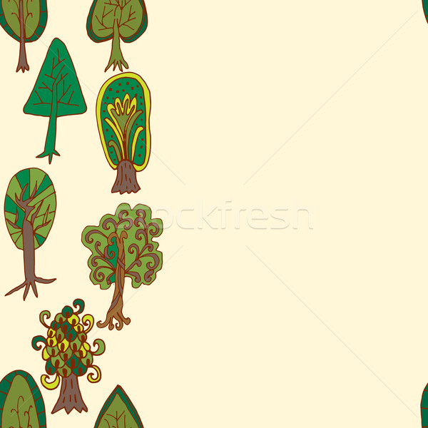 Frontière modèle doodle forêt arbre [[stock_photo]] © LittleCuckoo