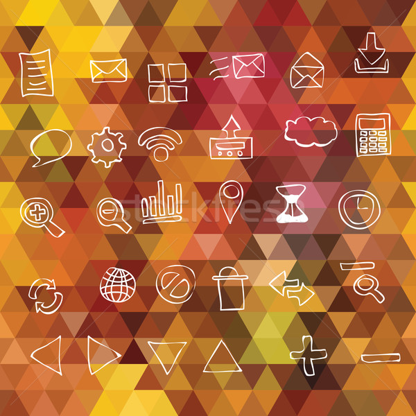 Web-Icons orange geometrischen unterschiedlich Textur Internet Stock foto © LittleCuckoo