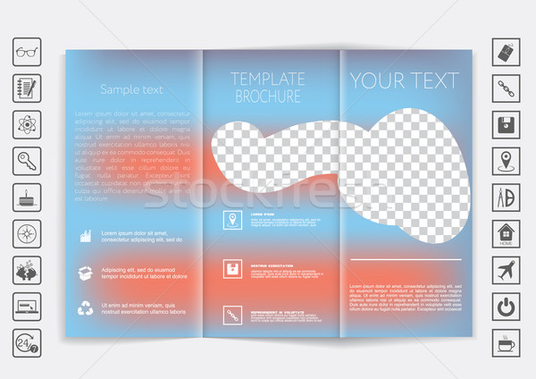 Tri-Fold Brochure mock up vector design. Smooth unfocused bokeh background.  Stock photo © LittleCuckoo