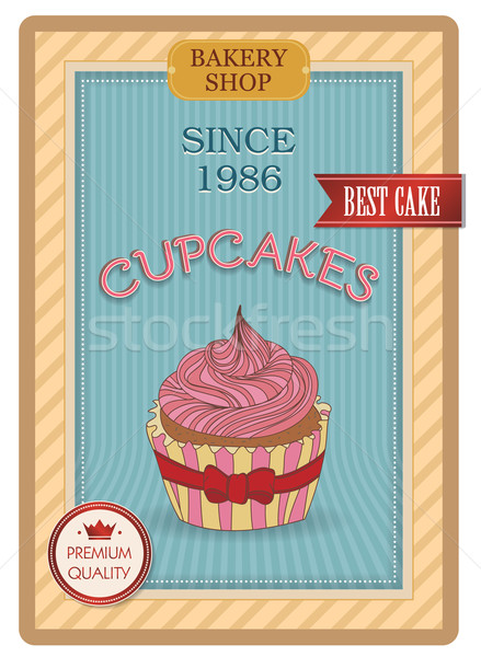 Stock photo: Cupcake poster. Retro Vintage design