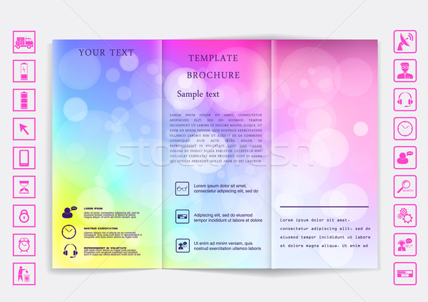 Tri-Fold Brochure mock up vector design. Smooth unfocused bokeh background.  Stock photo © LittleCuckoo