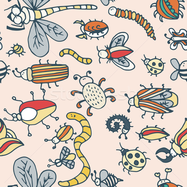 Cute cartoon insect pattern. Summer concept texture.  Stock photo © LittleCuckoo