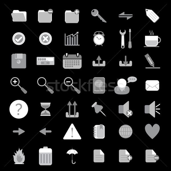Grundlegende Web-Ikone Set monochrome Symbole Computer Stock foto © LittleCuckoo