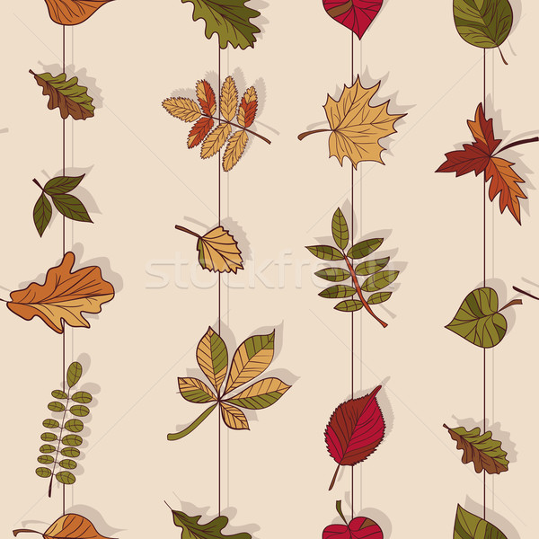 Autumn pattern. Pattern of autumn leaves. Red, yellow and green leaves of forest trees. Seamless tex Stock photo © LittleCuckoo