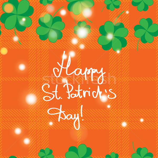 Stock photo: St Patric day pattern with green clover leafs