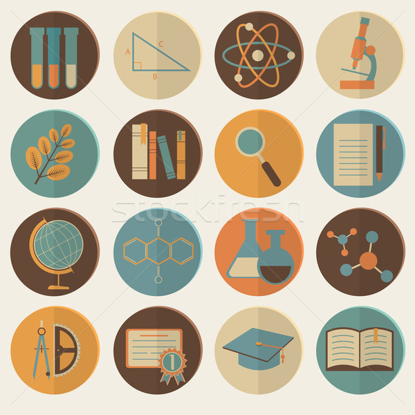 Set of flat education icons for design Stock photo © LittleCuckoo