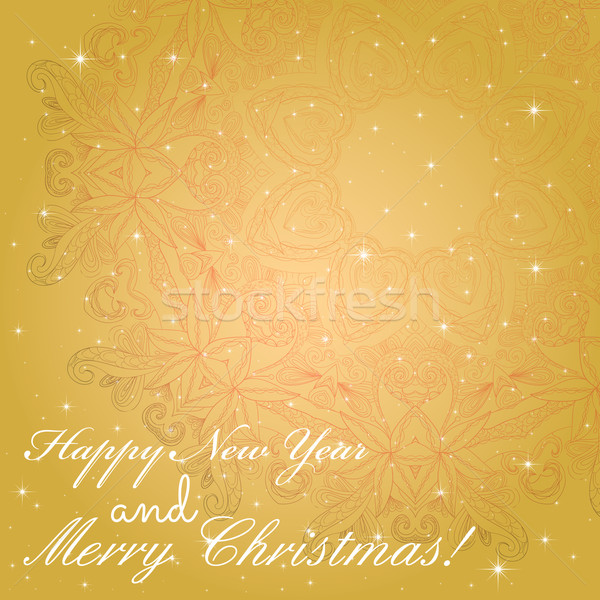 Nowy rok kartkę z życzeniami gratulacje christmas kółko koronki Zdjęcia stock © LittleCuckoo