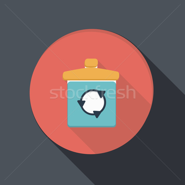 paper flat icon with a shadow, basket garbage Stock photo © LittleCuckoo