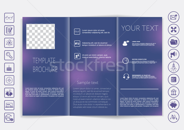 Tri-Fold Brochure mock up vector design. Smooth unfocused bokeh background.  Stock photo © LittleCuckoo