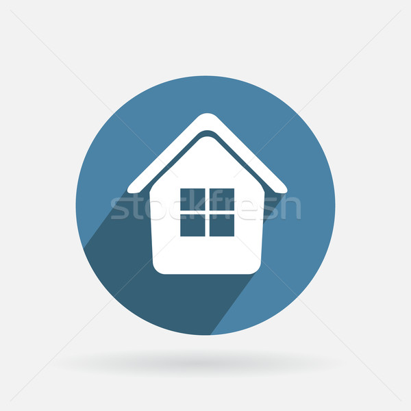 Cirkel Blauw icon schaduw home huis Stockfoto © LittleCuckoo