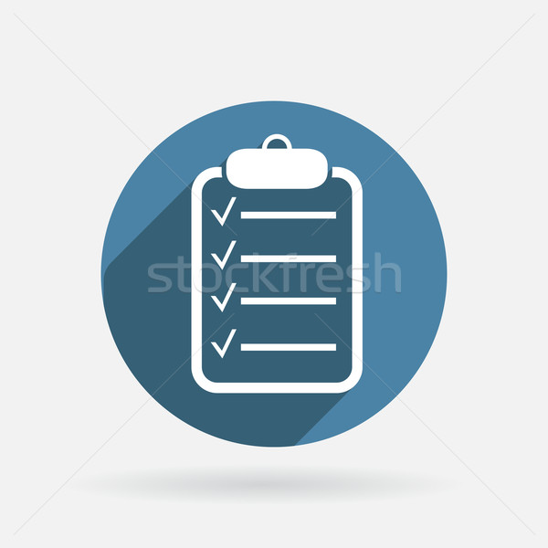 sheet of paper on the tablet. Circle blue icon Stock photo © LittleCuckoo