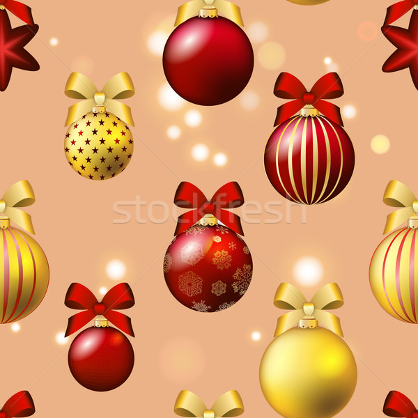 New Year pattern with ball. Christmas wallpaper with bow  Stock photo © LittleCuckoo