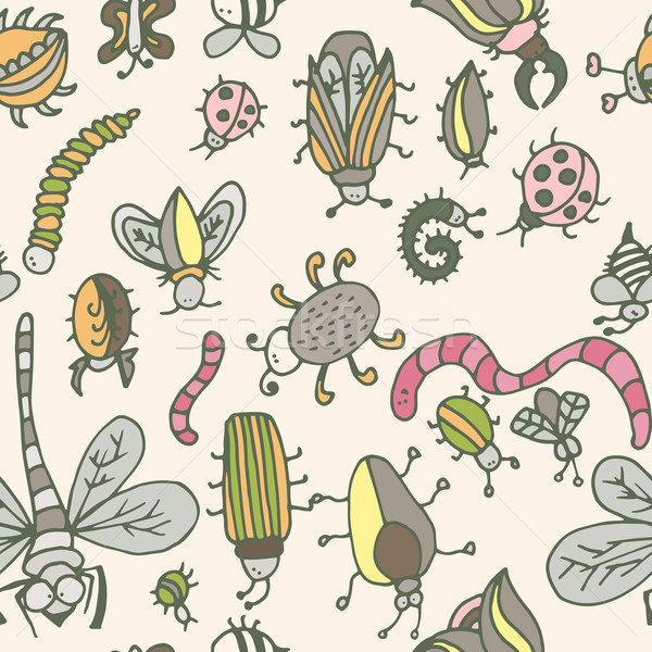 Cute cartoon insect pattern. Summer concept texture.  Stock photo © LittleCuckoo