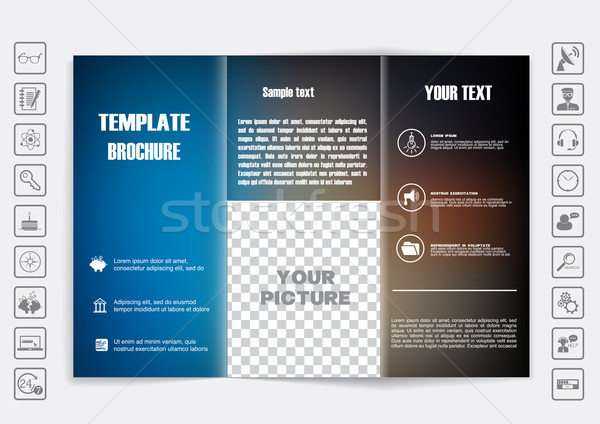 Tri-Fold Brochure mock up vector design. Blur background.  Stock photo © LittleCuckoo