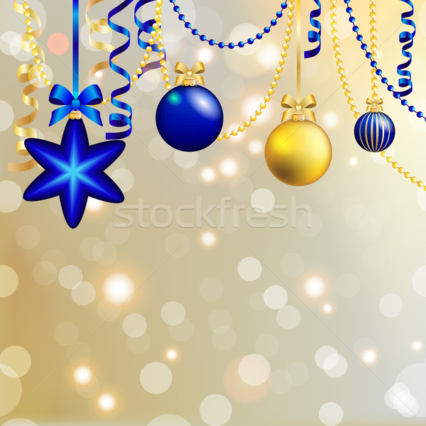 Nouvelle année carte de vœux Noël balle arc ruban [[stock_photo]] © LittleCuckoo
