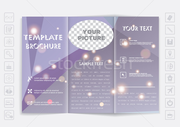 Tri-Fold Brochure mock up design. Polygonal background with shiny elements.  Stock photo © LittleCuckoo