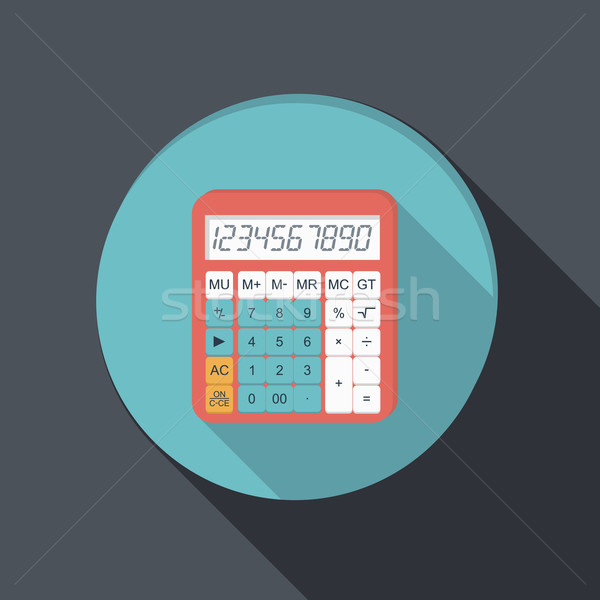 Stock photo: flat icon with a shadow, calculator