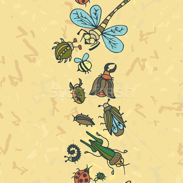 Cute cartoon insect border pattern. Summer concept background.  Stock photo © LittleCuckoo