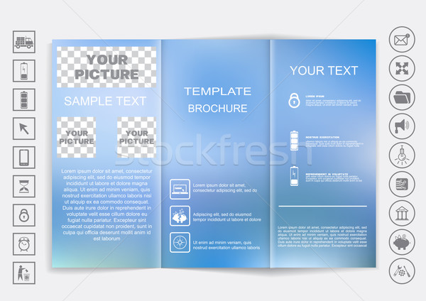 Tri-Fold Brochure mock up vector design. Blur background.  Stock photo © LittleCuckoo