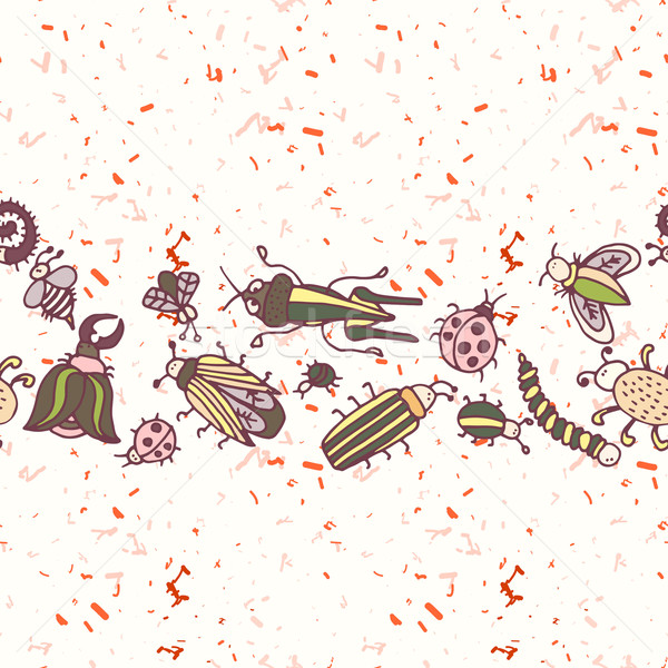 Cute cartoon insect border pattern. Summer concept background.  Stock photo © LittleCuckoo
