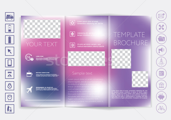 Tri-Fold Brochure mock up vector design. Smooth unfocused bokeh background.  Stock photo © LittleCuckoo