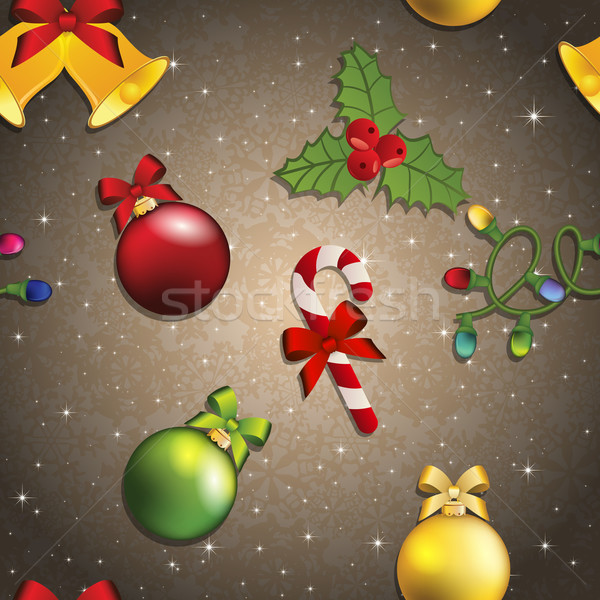 Neujahr Muster Weihnachtsbaum Spielzeug Mistel candy Stock foto © LittleCuckoo