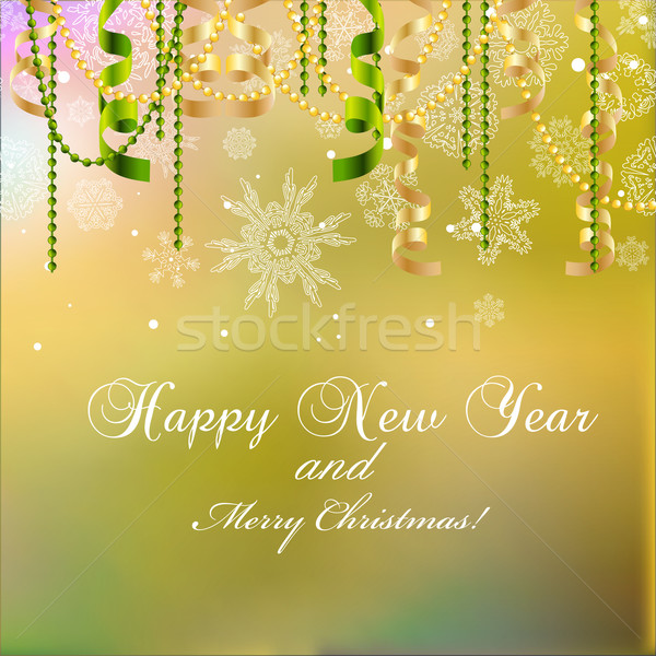 Anul nou felicitare Crăciun arc panglică an nou fericit Imagine de stoc © LittleCuckoo