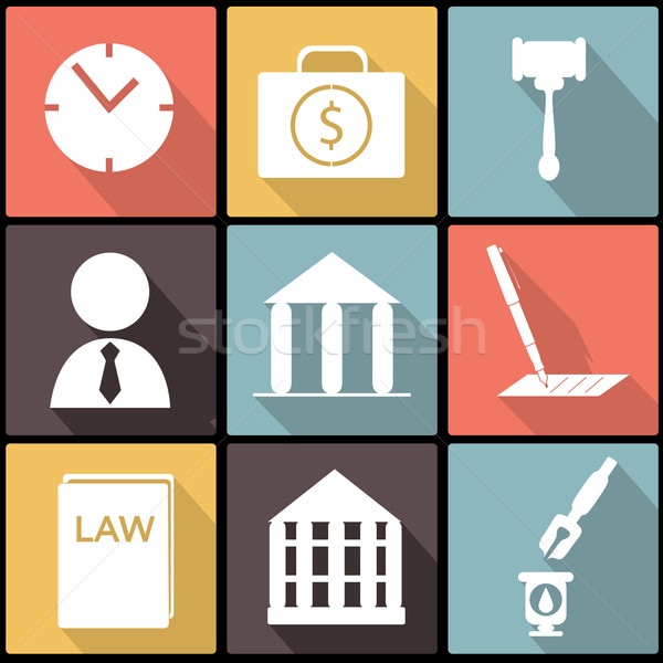 Legal, law and justice icon set in Flat Design Stock photo © LittleCuckoo