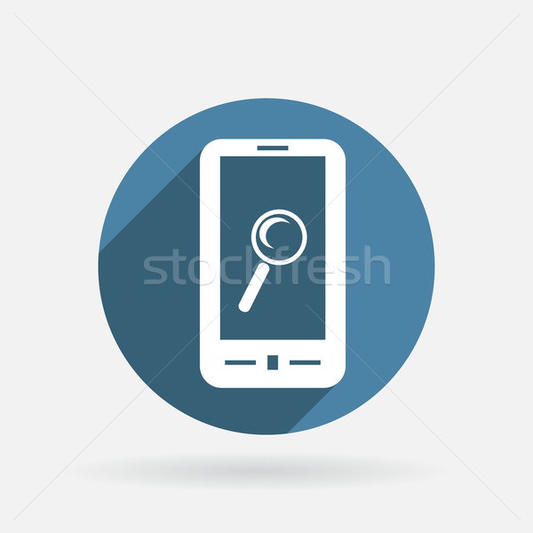 smartphone, magnifying glass. Circle blue icon Stock photo © LittleCuckoo