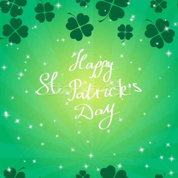 Stock photo: St Patric day pattern with green clover leafs