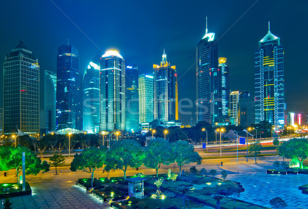 Shanghai belle scène de nuit financière centre ciel [[stock_photo]] © liufuyu