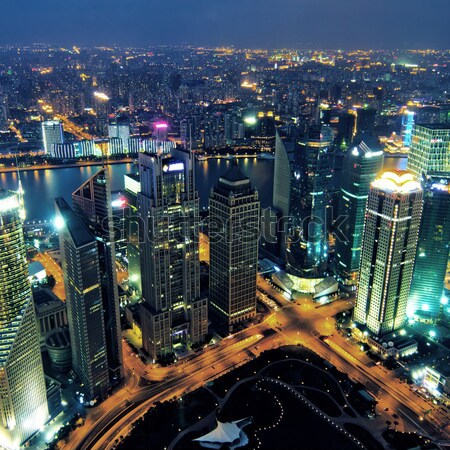 Shanghai noche edificio ciudad fondo Foto stock © liufuyu