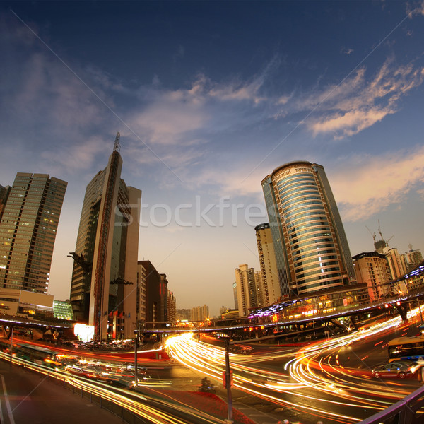 Luce edificio moderno Cina business panorama strada Foto d'archivio © liufuyu