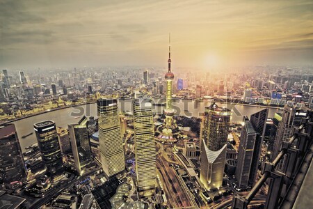 Shanghai notte costruzione città sfondo Foto d'archivio © liufuyu