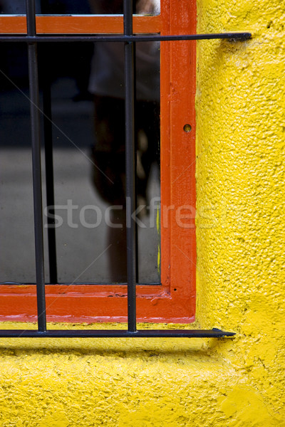  old red window and iron grate Stock photo © lkpro