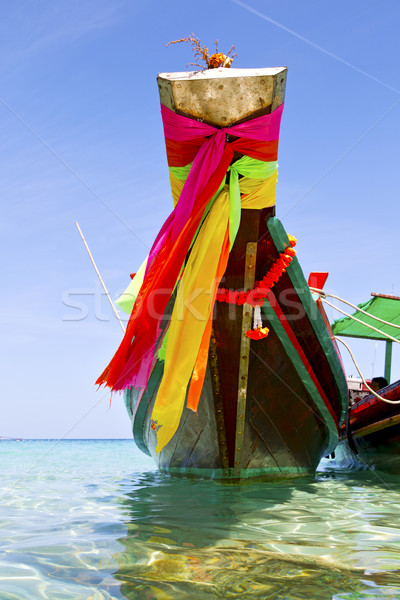 Stock photo: prow  in  kho tao bay  isle blue clean water      and south chin